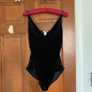 H&M Black Velvet Bodysuit